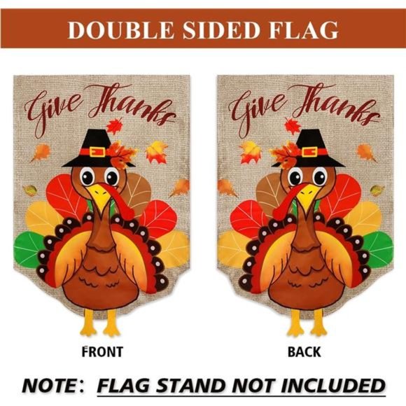 3D Fall Thanksgiving Garden Flag 12.5x18 Inches Double Sided Embroidered - Picture 3 of 6